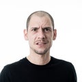 Facial expressions and human emotions. Portrait of confused young man thinking and looking puzzled Royalty Free Stock Photo