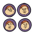 Facial expressions in man`s faces, emotions icons set. Royalty Free Stock Photo