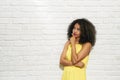 Facial Expressions Of Young Black Woman On Brick Wall Royalty Free Stock Photo