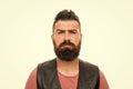 Facial hair treatment. Masculinity brutality and beauty. Hipster with beard brutal guy. Masculinity concept. Barber shop