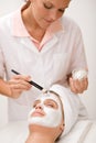 Facial mask - woman at beauty salon Royalty Free Stock Photo