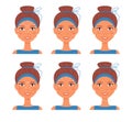 Facial massage. Guide line Vector. Cartoon. Isolated art on white background.