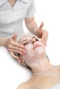 Facial massage with scrub mask Royalty Free Stock Photo