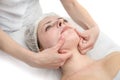 Facial massage with scrub mask Royalty Free Stock Photo