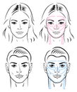 Facial massaging lines for man and woman