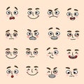 Facial mood expression icons set