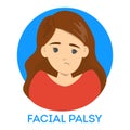 Facial palsy. Female character with assymetrical face Royalty Free Stock Photo