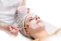 Facial peeling mask applying Royalty Free Stock Photo