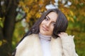 Facial portrait of a beautiful arab woman warmly clothed outdoor