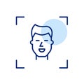 Facial recognition for biometric identification. Security verification. Man face. Pixel perfect, editable