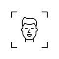 Facial recognition for biometric identification. Security verification. Man face. Pixel perfect vector icon