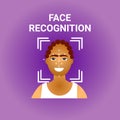 Facial Recognition Biometrics Scanning Of African American Female Face Icon Royalty Free Stock Photo