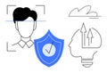 Facial Recognition, Cloud Computing, and Data Security Innovations in a Connected Digital World Royalty Free Stock Photo