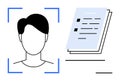 Facial Recognition Frame Next to Document Stack Representing Digital ID Verification Royalty Free Stock Photo