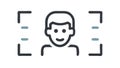Facial recognition scan biometric security outline graphic , vector design Generative AI Royalty Free Stock Photo