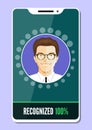 Facial recognition system concept. Biometric verification. Vector illustration