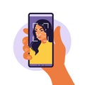 Facial recognition system concept. Face ID, face recognition system. Facial biometric identification system scanning on smartphone Royalty Free Stock Photo