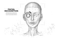 Facial Recognition System concept. Face Recognition. Cyber women, Robot face. biometric scanning, 3D scanning. Face ID.