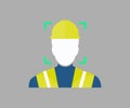 Facial recognition technology scan and detect people face workers, Industrial Worker logo design. Staff identification card.