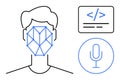 Facial Recognition and Voice Technology Concept with Coding and Biometric Security Elements Royalty Free Stock Photo