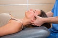 Facial reflexology doctor hands in woman face