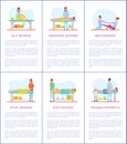 Facial and Self Massage Care Posters Set Vector