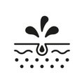 Facial Skin Care Glyph Pictogram. Unclog Skin Face of Dirty Blackhead and Dust Icon. Cleansing Clogged Deep Pore