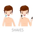 Man Shaving Beard By Razor And Shaver