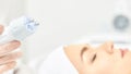 Facial skincare medical spa therapy. Beauty woman face cleaning. Specialist aesthetics ultra sound treatment. Cosmetology hardware