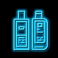 facial toner and lotion neon glow icon illustration