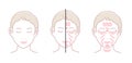 Facial wrinkles  female face  vector illustration set / no text Royalty Free Stock Photo