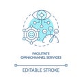 Facilitate multichannel services turquoise concept icon