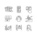 Facilities for people with disabilities linear icons set