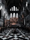 Facing the Alter with stained glass windows and great architecture