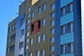 Facing of the building ventilated facade. Royalty Free Stock Photo