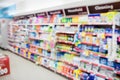 Facing view of cleaning shelf with products Royalty Free Stock Photo