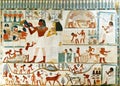 Facsimile of decoration painted in the tomb chapel of Nakht, Metropolitan Museum of Art, New York Royalty Free Stock Photo