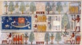 Facsimile of wall in the tomb of Minnakht, Metropolitan Museum of Art, New York Royalty Free Stock Photo