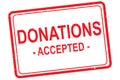 Donations accepted stamp