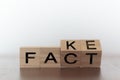Fact and fake written on wooden cubes Royalty Free Stock Photo