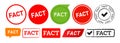 fact rectangle circle stamp and speech bubble label sticker sign true reality truth information Royalty Free Stock Photo