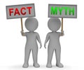 Fact Vs Myth Signs Describes Truthful Reality Versus Deceit - 3d Illustration Royalty Free Stock Photo