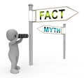 Fact Vs Myth Signs Describes Truthful Reality Versus Deceit - 3d Illustration Royalty Free Stock Photo