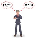Fact Vs Myth Thinking Describes Truthful Reality Versus Deceit - 3d Illustration