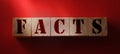 FACT Word Written In Wooden Cube. True or false fake and real facts and news concept