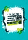 The Fact That You Are Not Where You Want To Be Yet Should Be Enough Motivation. Inspiring Creative Quote Poster.