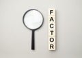 factor word made with building blocks. Concept