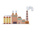 Factori or power plant flat design of vector illustration. Manufactory industrial building refinery factory or Nuclear Royalty Free Stock Photo