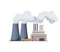 Factori or power plant flat design of vector illustration. Manufactory industrial building refinery factory or Nuclear