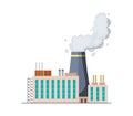 Factori or power plant flat design of vector illustration. Manufactory industrial building refinery factory or Nuclear Royalty Free Stock Photo